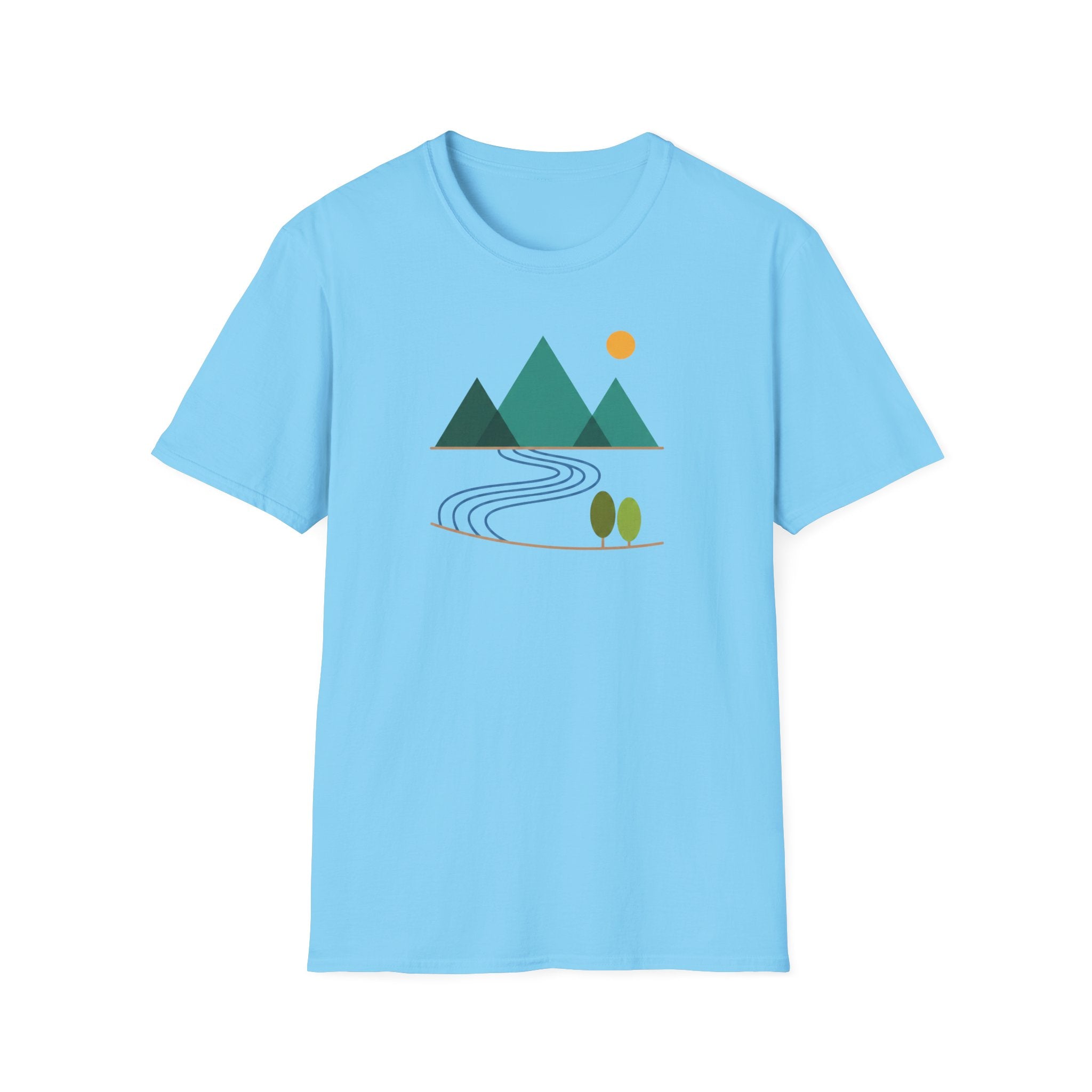 Minimal Mountain River T-Shirt — Nature Graphic Tee