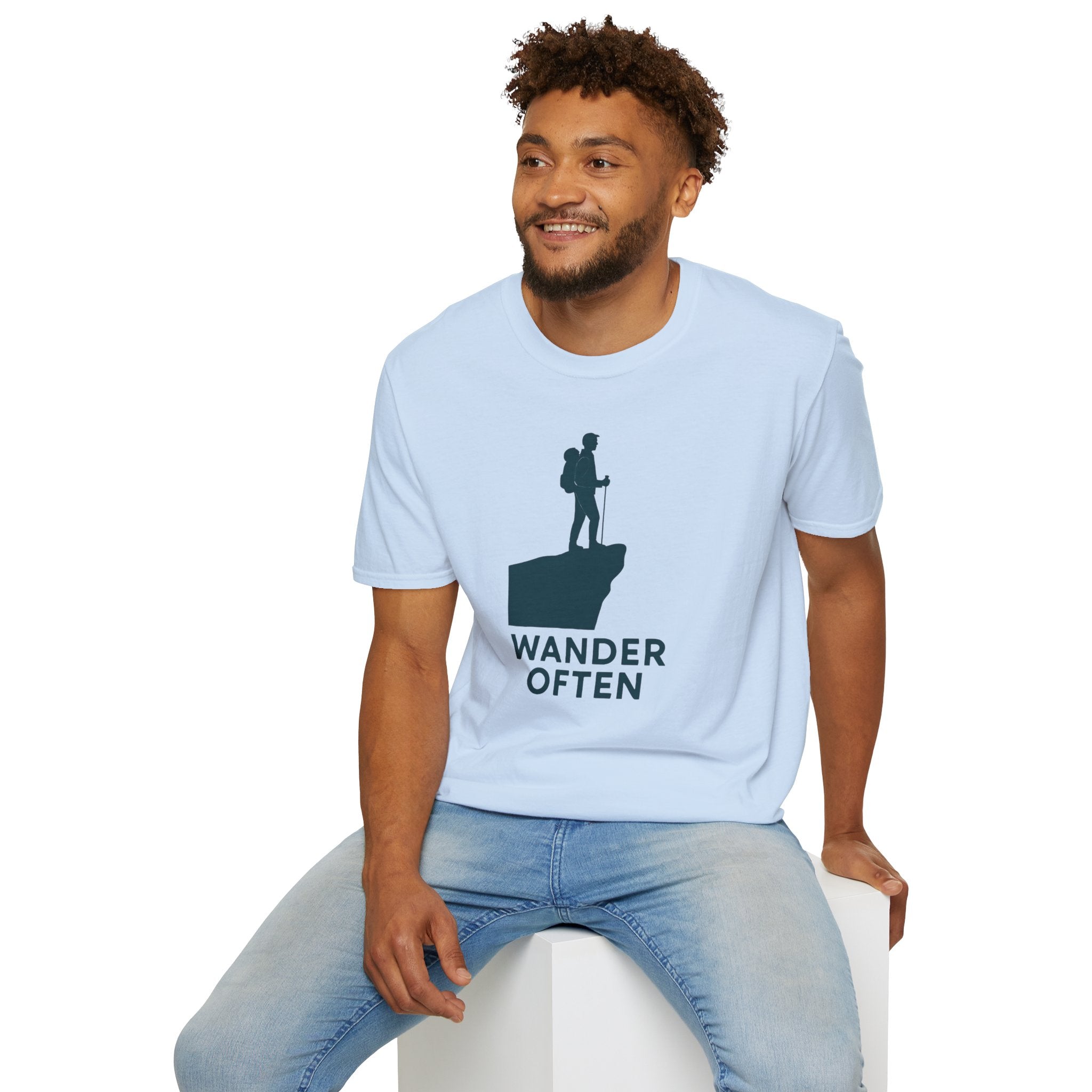 "Wander Often" Hiker on Cliff T-Shirt