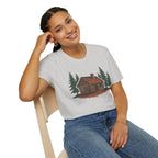 Vintage Cozy Cabin T-Shirt — Faded Pine Tree Cabin Tee