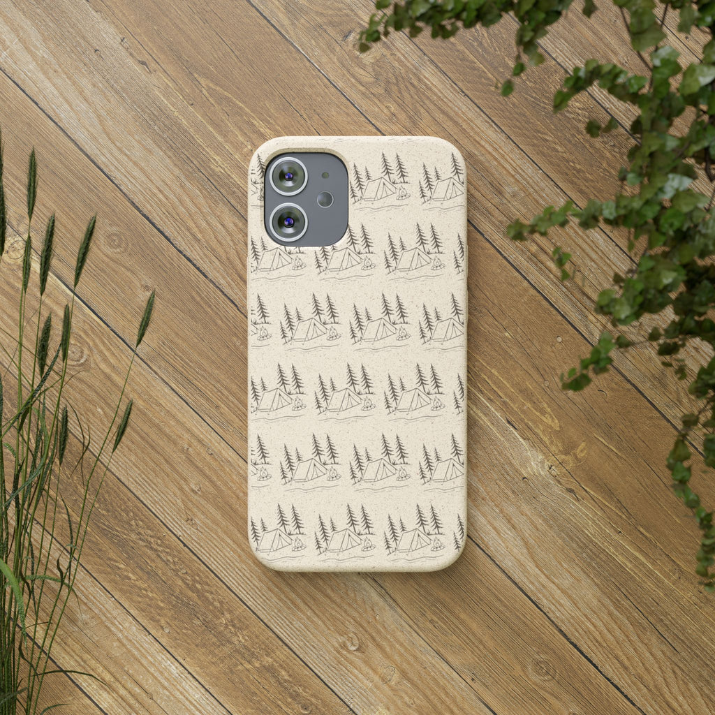Biodegradable Phone Case — Eco-Friendly Forest Sketch Pattern