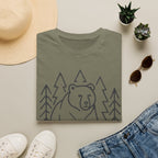 Bear & Pines T-Shirt — Minimal Line Drawing Woodland Tee