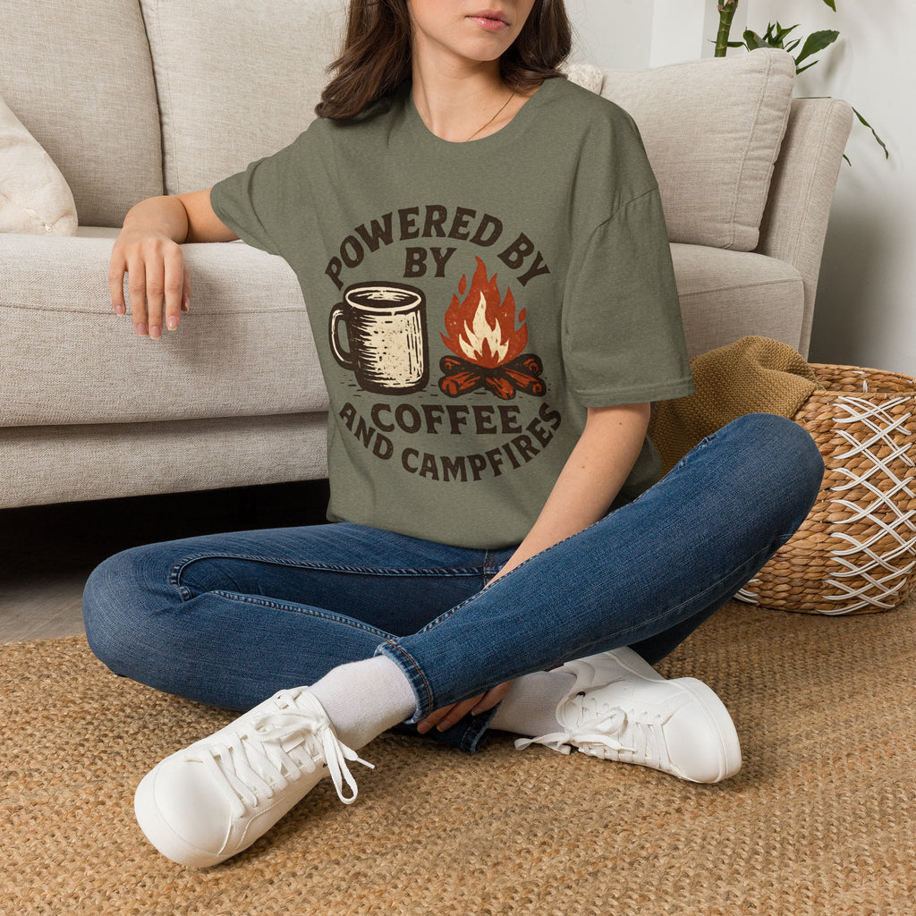 Powered By Coffee And Campfires Vintage Camping T-Shirt