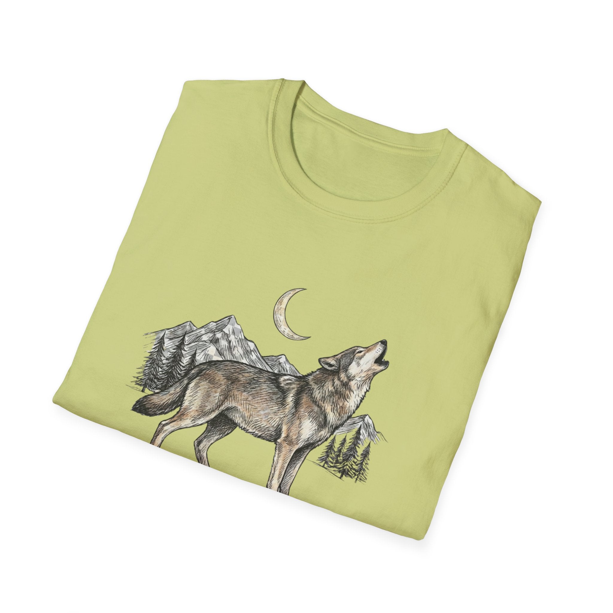 Wolf Howl T-Shirt — Moonlit Mountain Wildlife Tee