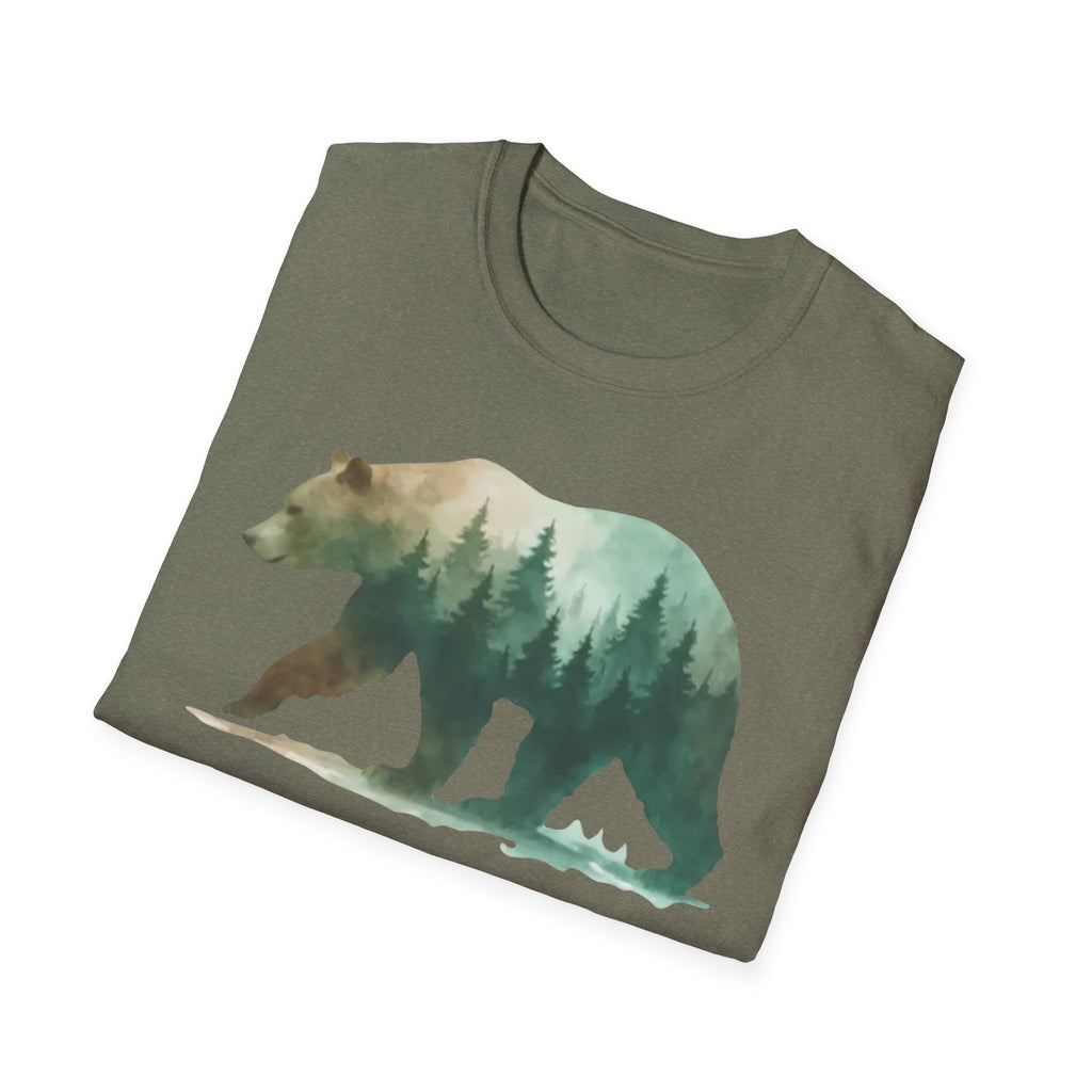 Forest Bear T-Shirt — Watercolor Woodland Bear Graphic Tee Shirt