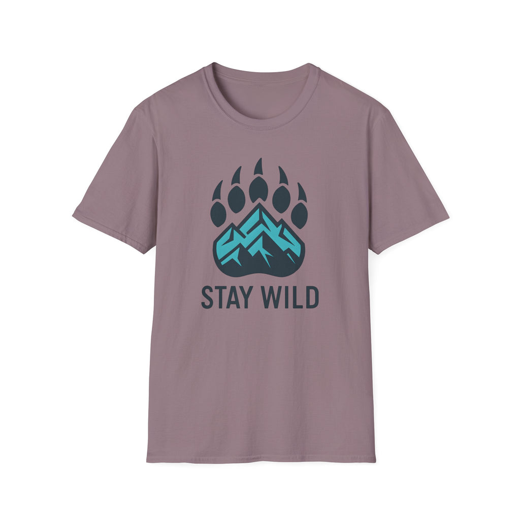 "Stay Wild" Bear Footprint Mountain Emblem T-Shirt