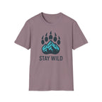 "Stay Wild" Bear Footprint Mountain Emblem T-Shirt