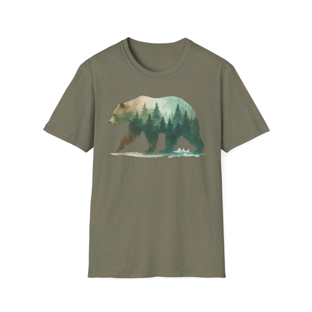 Forest Bear T-Shirt — Watercolor Woodland Bear Graphic Tee Shirt