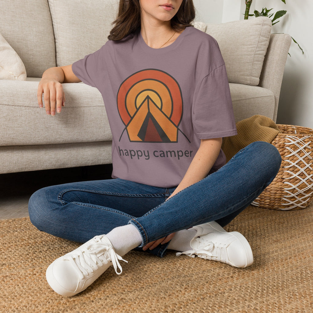Happy Camper Retro Sunset Camping T-Shirt