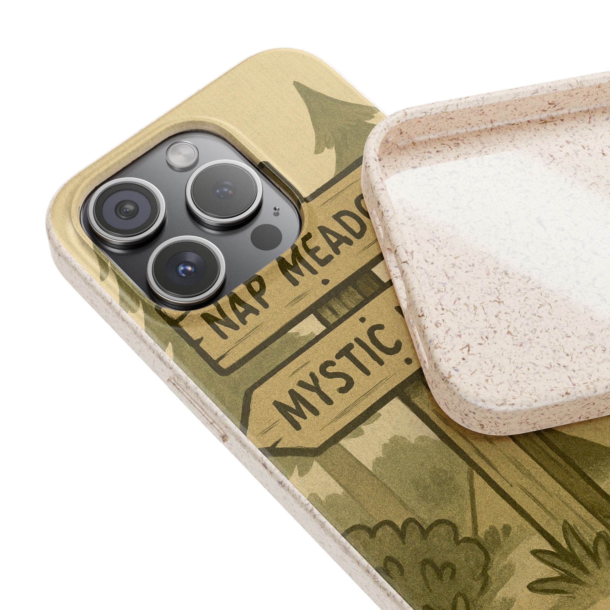 Biodegradable Phone Case — 'Nap Meadow' Mystic Lake Camping Design