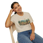 Hiker Mountain Sunset T-Shirt — Scenic Trail Adventure Tee