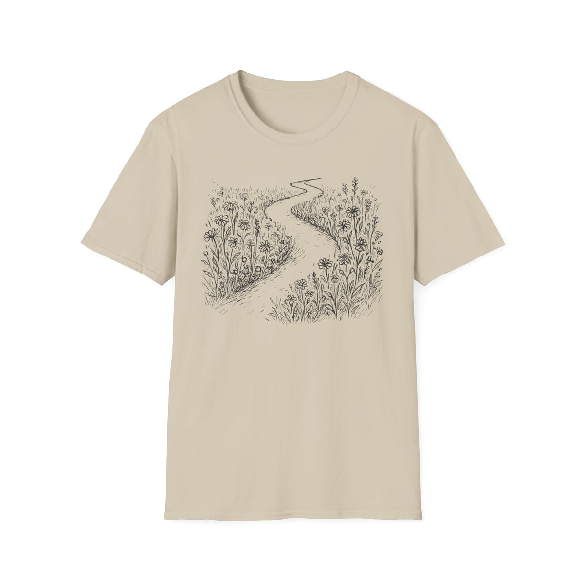 Winding Path Through The Meadow Floral T-Shirt