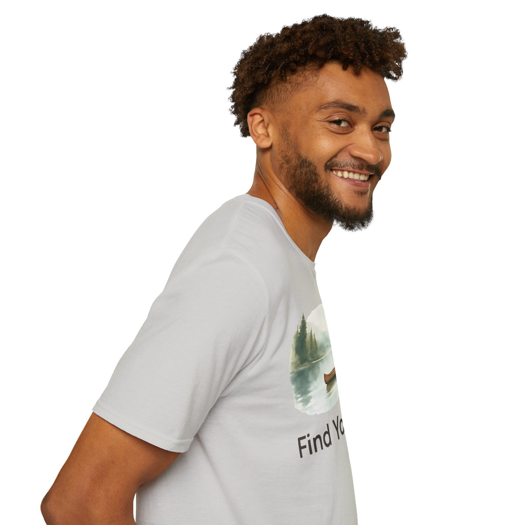 Find Your Wild Canoe T-Shirt — Lake Pine Trees Outdoor Adventure Tee