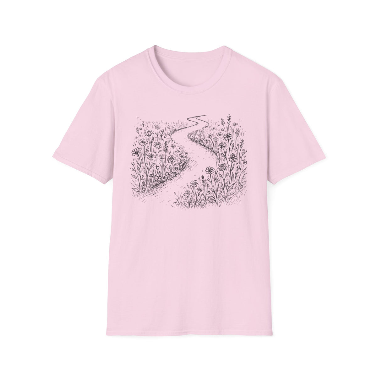 Winding Path Through The Meadow Floral T-Shirt