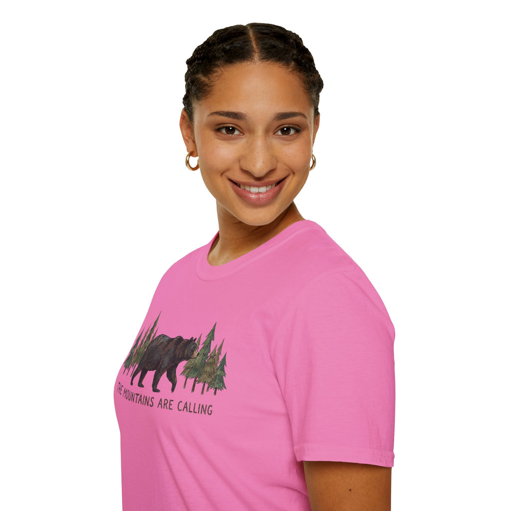 "The Mountains Are Calling" Bear and Pines T-Shirt — Outdoor Graphic Tee