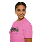 "The Mountains Are Calling" Bear and Pines T-Shirt — Outdoor Graphic Tee