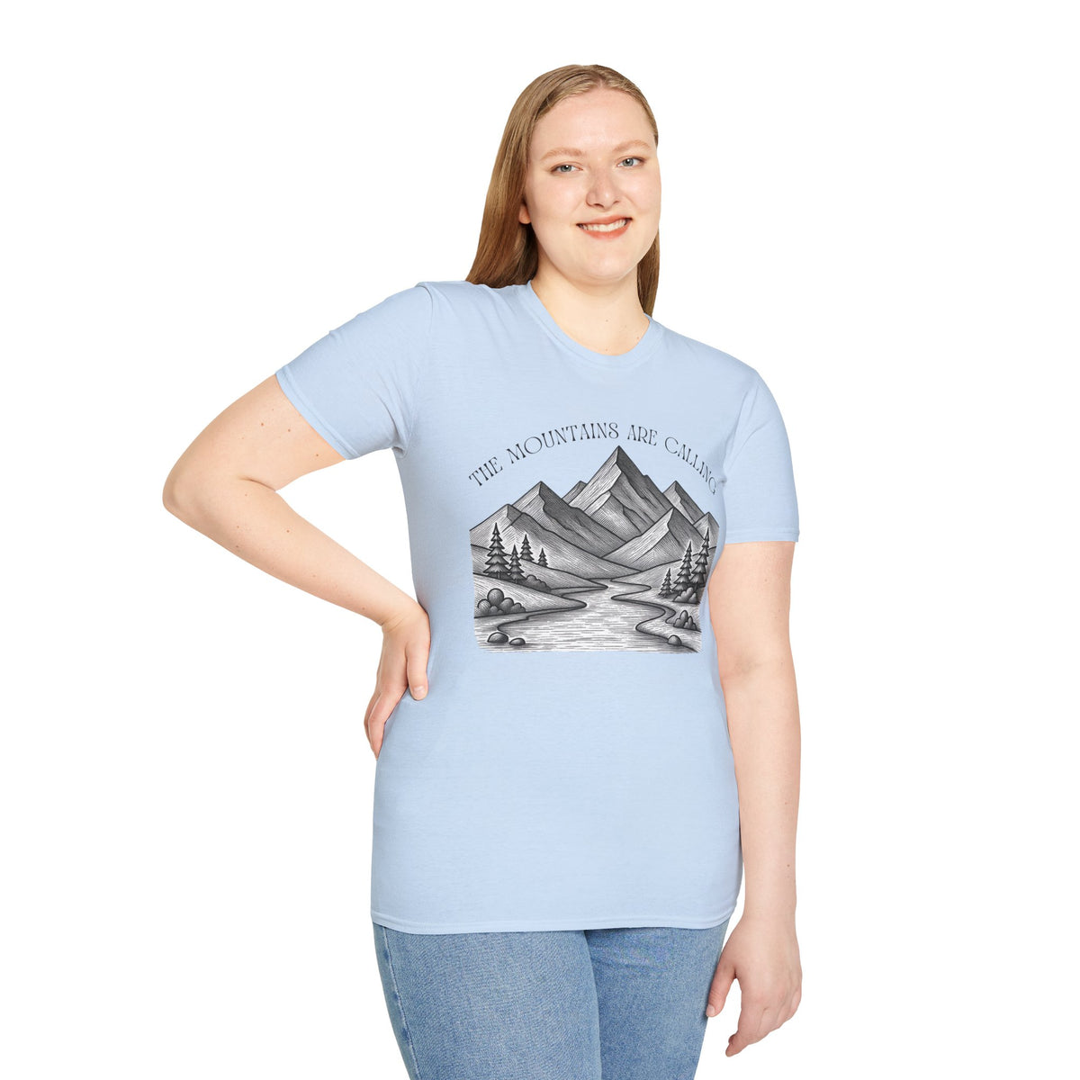 “The Mountains Are Calling” Scenic Outdoor Tee Shirt Mountain Graphic T-Shirt