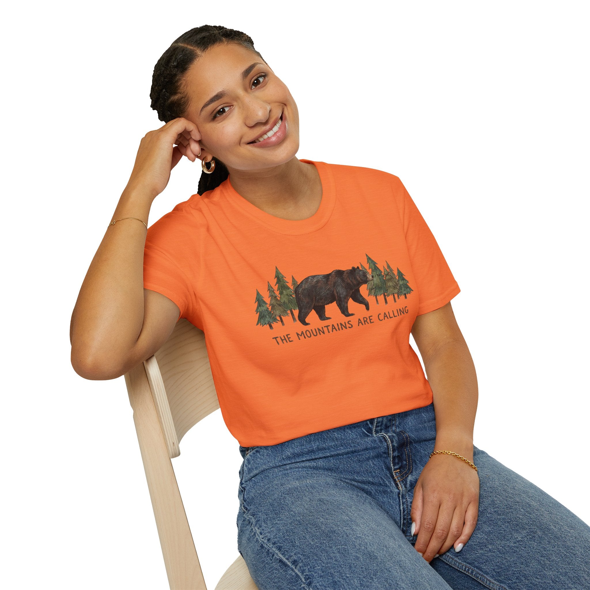 "The Mountains Are Calling" Bear and Pines T-Shirt — Outdoor Graphic Tee
