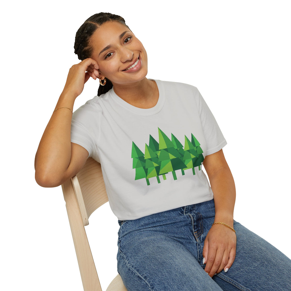 Forest Graphic T-Shirt — Minimal Green Pine Trees Tee