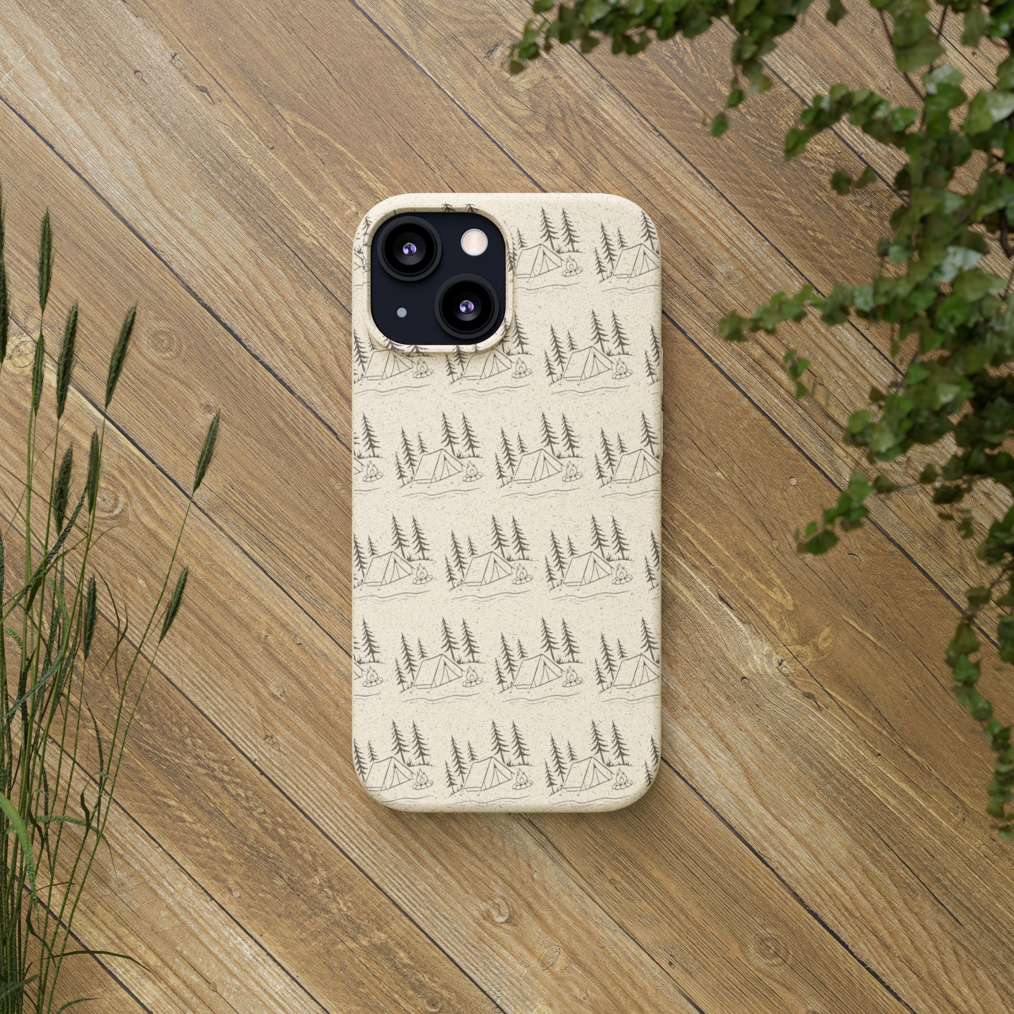 Biodegradable Phone Case — Eco-Friendly Forest Sketch Pattern