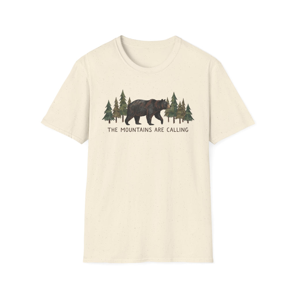"The Mountains Are Calling" Bear and Pines T-Shirt — Outdoor Graphic Tee