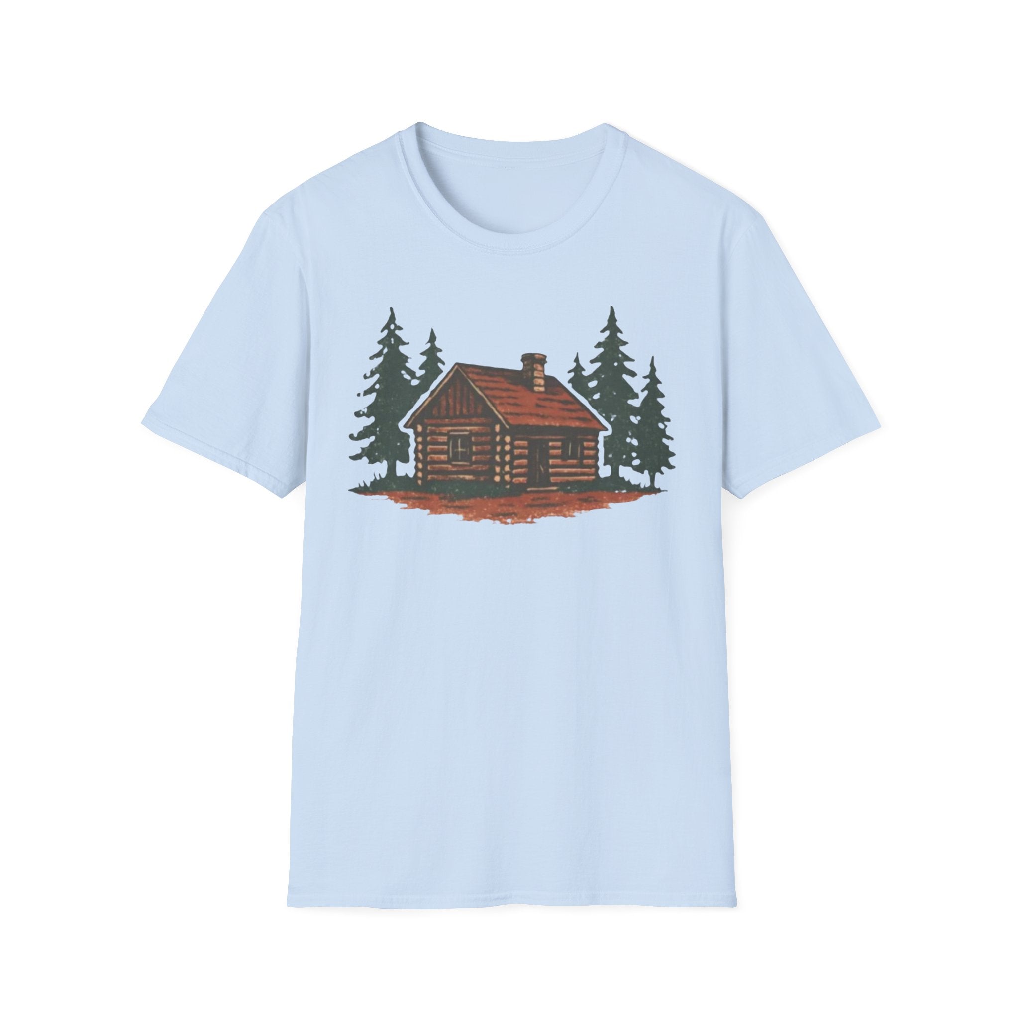 Vintage Cozy Cabin T-Shirt — Faded Pine Tree Cabin Tee