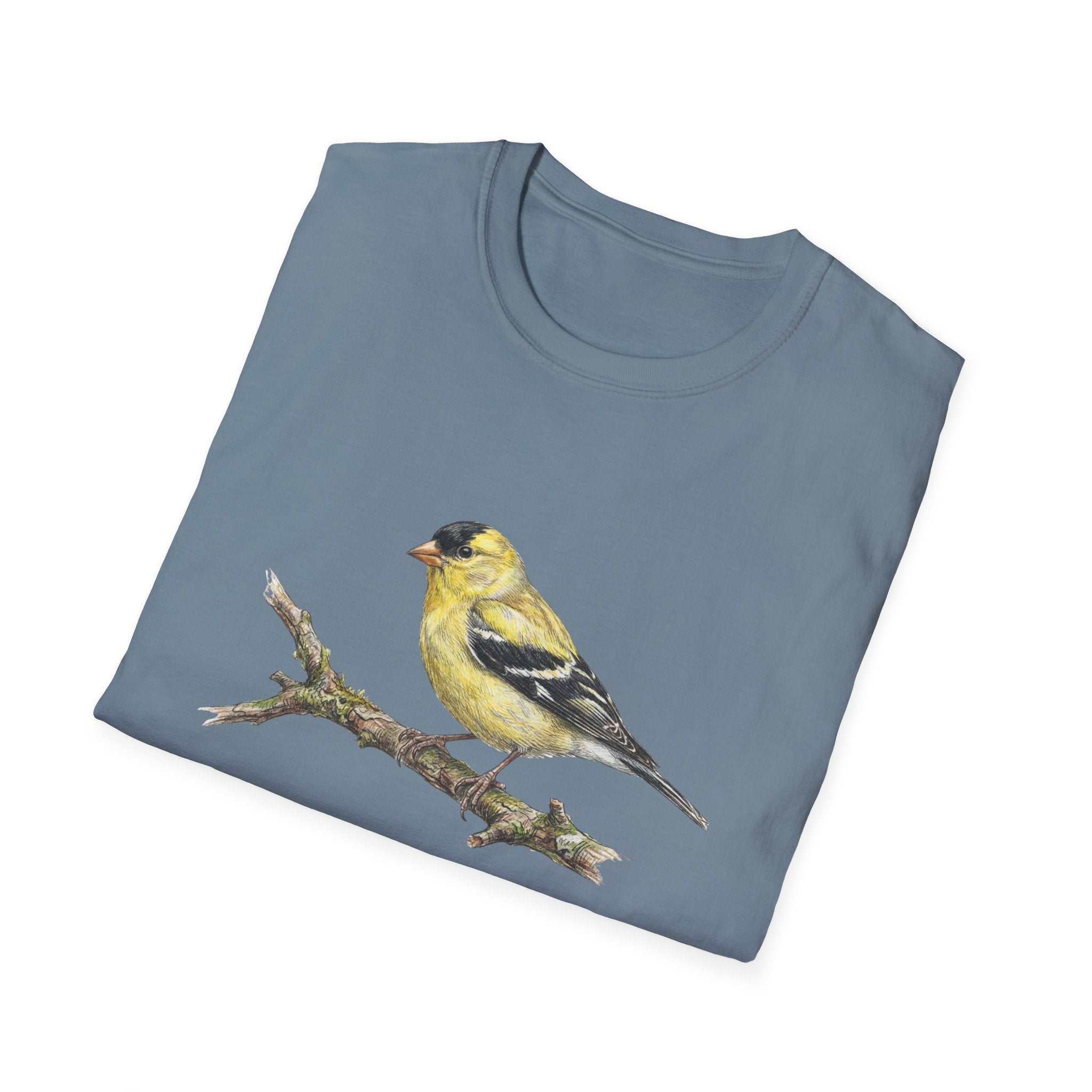 Goldfinch Bird T-Shirt – Vintage Watercolor Songbird Tee