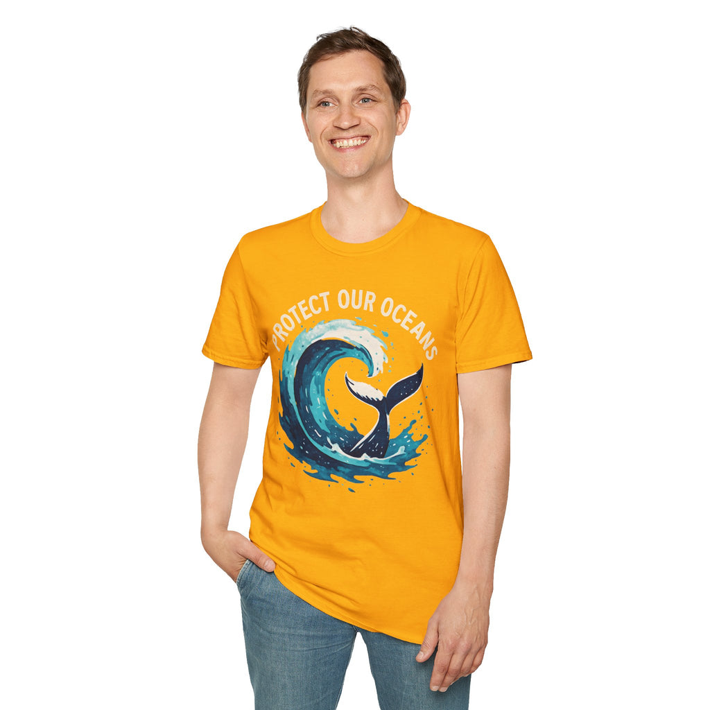 "Protect Our Oceans" Wave Whale Conservation T-Shirt