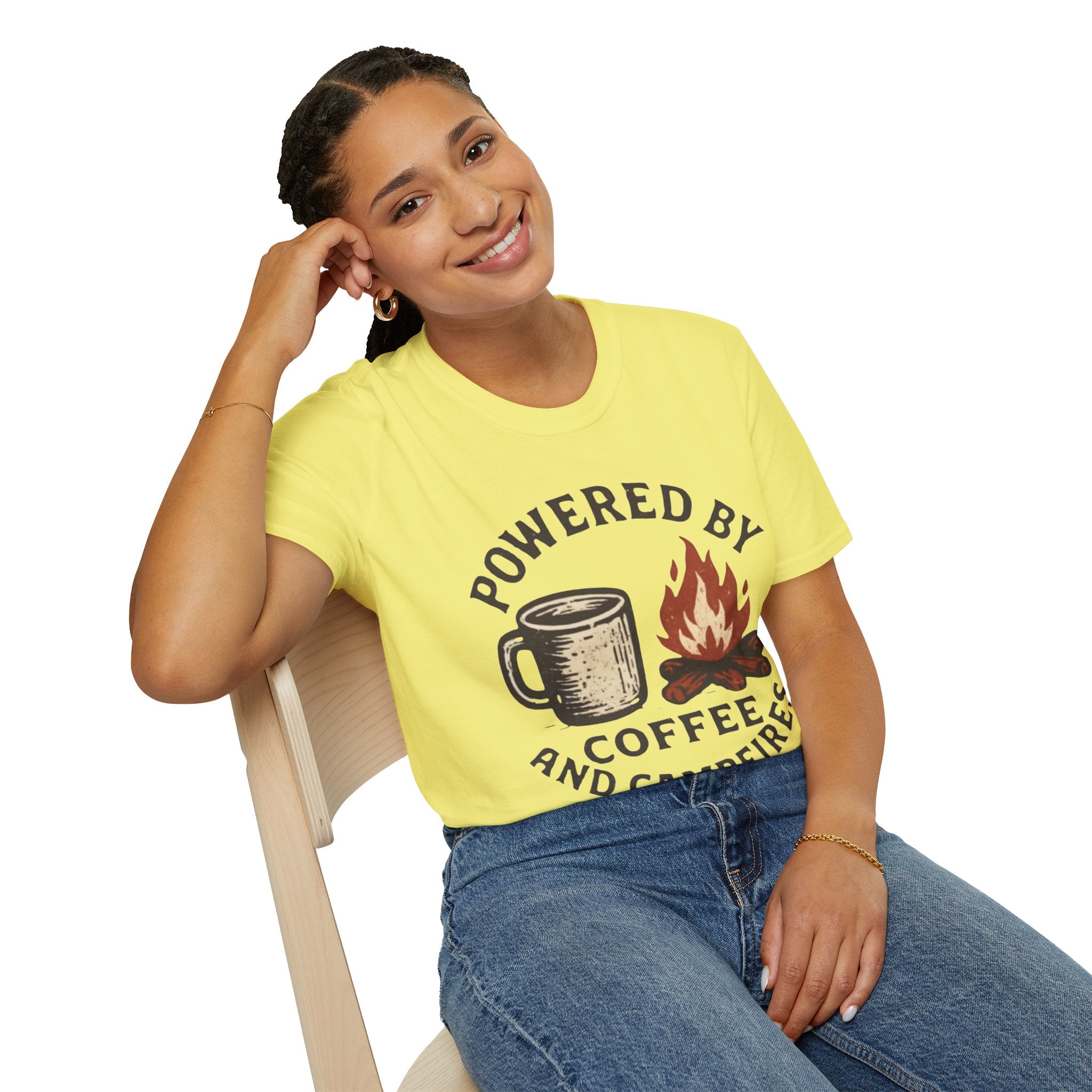 Powered By Coffee And Campfires Vintage Camping T-Shirt