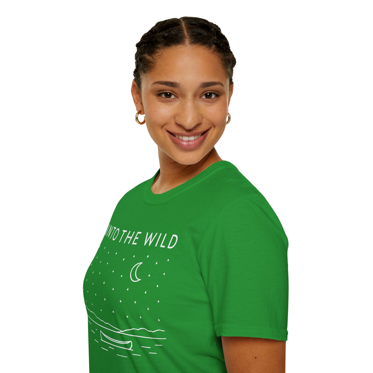 Into The Wild Canoe T-Shirt - Minimal Night Sky Lake Camping Tee