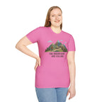 Campground Scenic T-Shirt — Minimalist Tent & Campfire Graphic