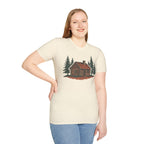 Vintage Cozy Cabin T-Shirt — Faded Pine Tree Cabin Tee