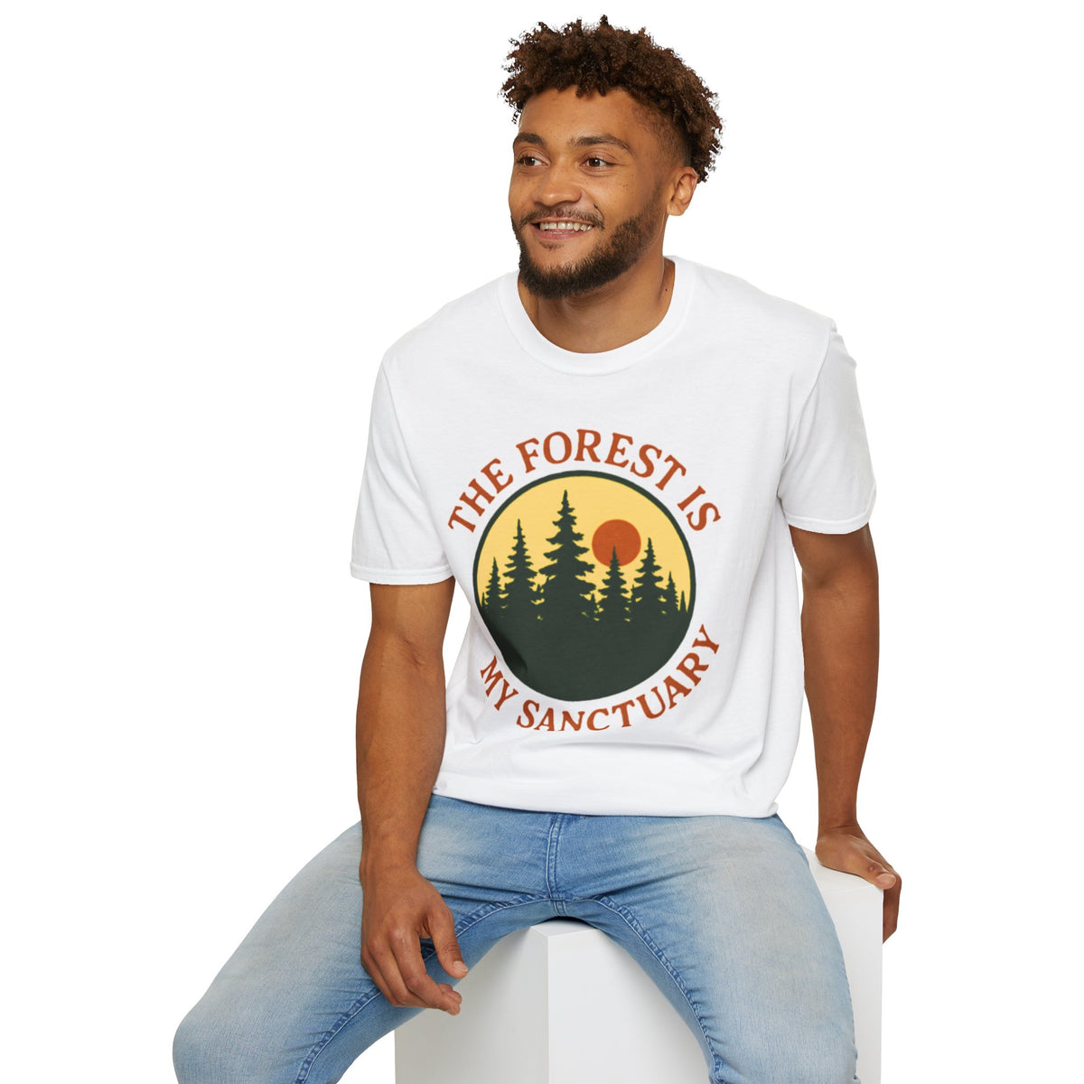 "The Forest Is My Sanctuary" Pines Sunset Graphic Tee Shirt