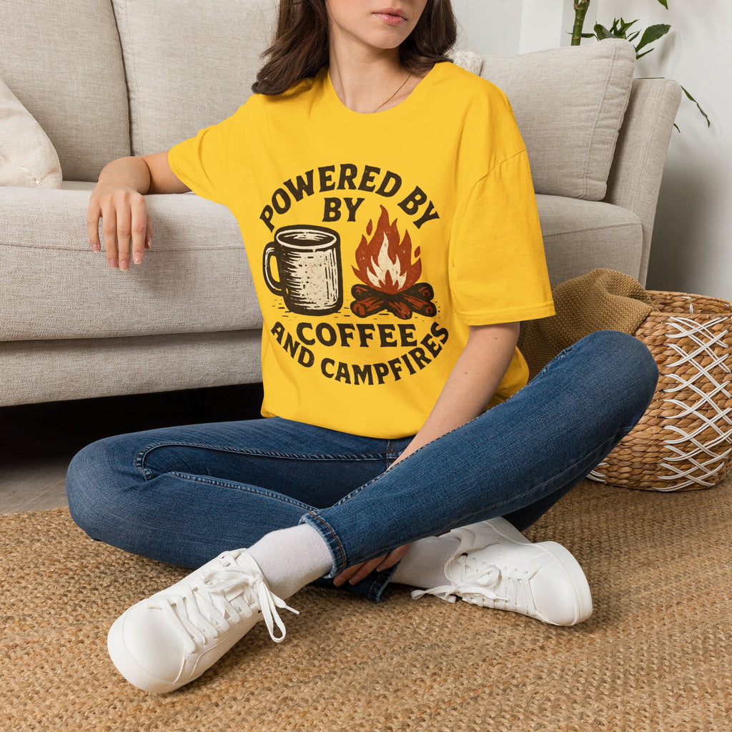Powered By Coffee And Campfires Vintage Camping T-Shirt