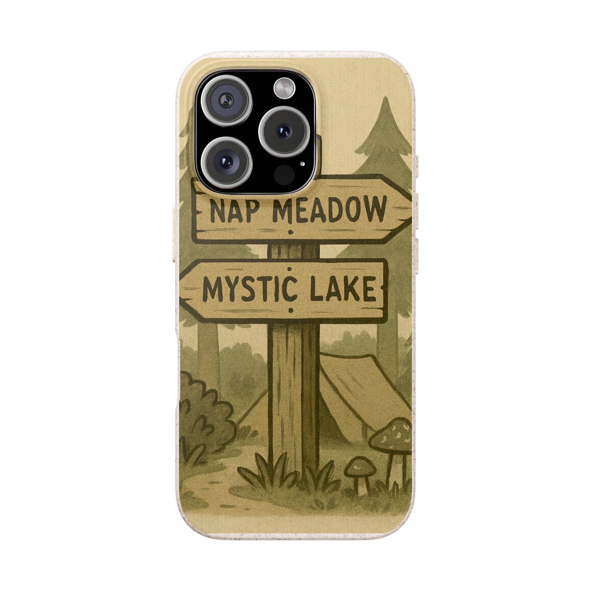 Biodegradable Phone Case — 'Nap Meadow' Mystic Lake Camping Design