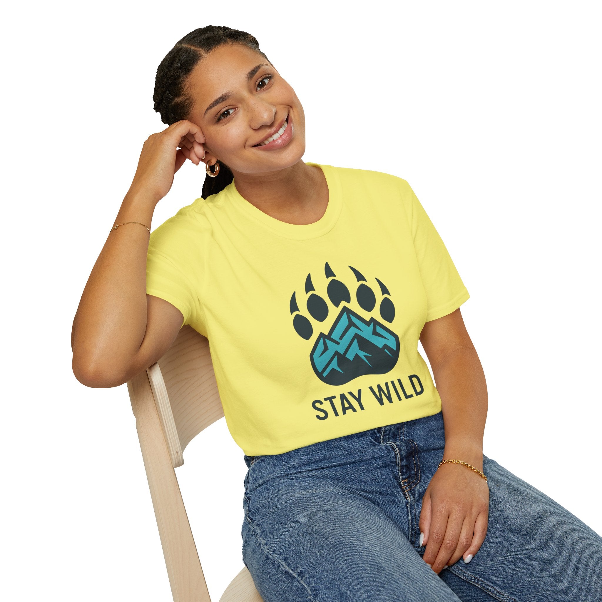 "Stay Wild" Bear Footprint Mountain Emblem T-Shirt