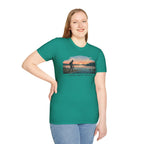 Outdoor T-Shirt — "Seeking Simple Treasures" Sunset Hiker Graphic