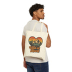 Wild at Heart Canvas Tote — Retro Mountain Heart Eco Shopper