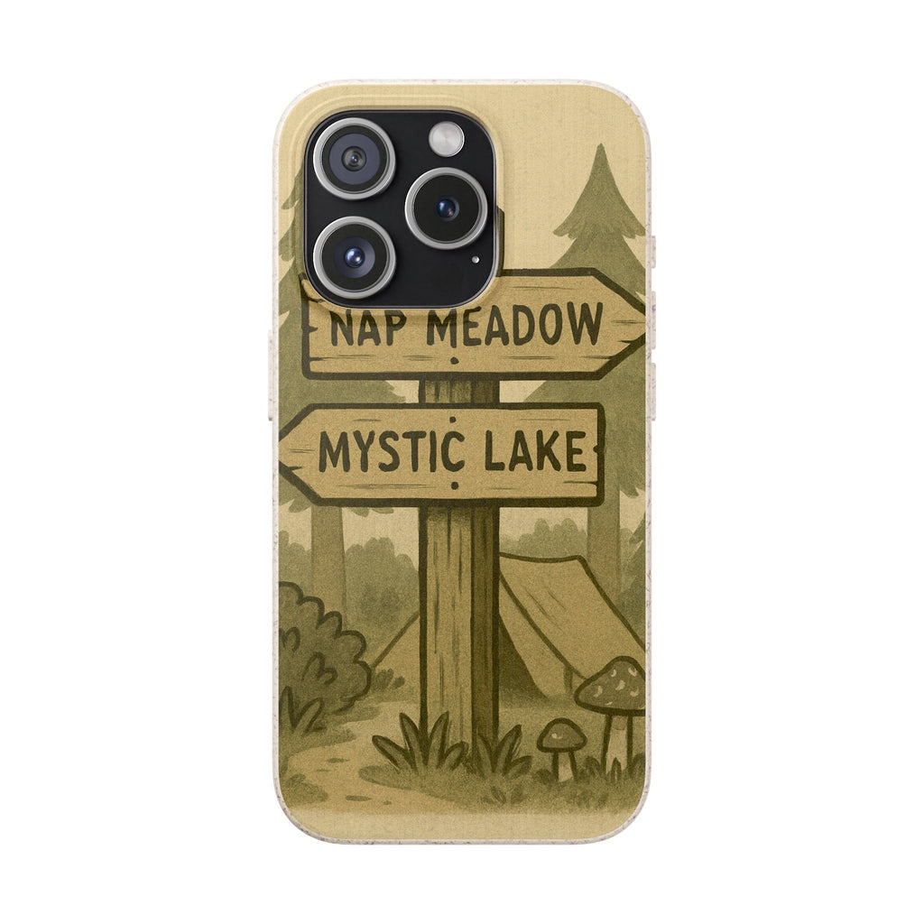 Biodegradable Phone Case — 'Nap Meadow' Mystic Lake Camping Design
