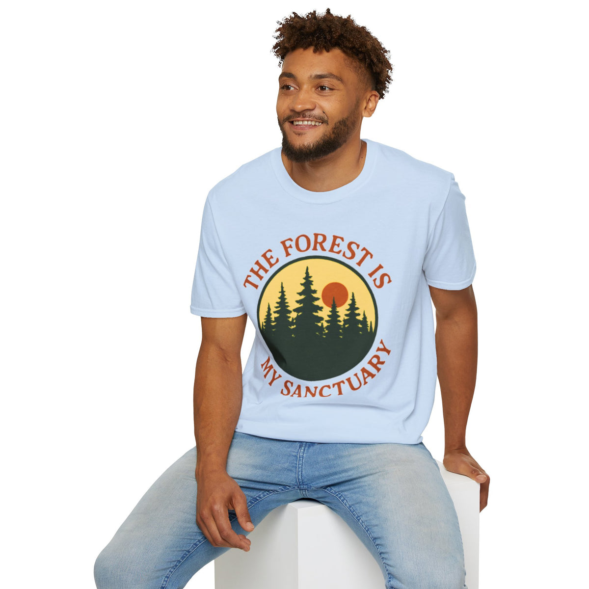 "The Forest Is My Sanctuary" Pines Sunset Graphic Tee Shirt