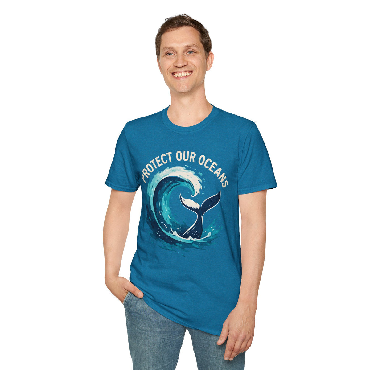 "Protect Our Oceans" Wave Whale Conservation T-Shirt