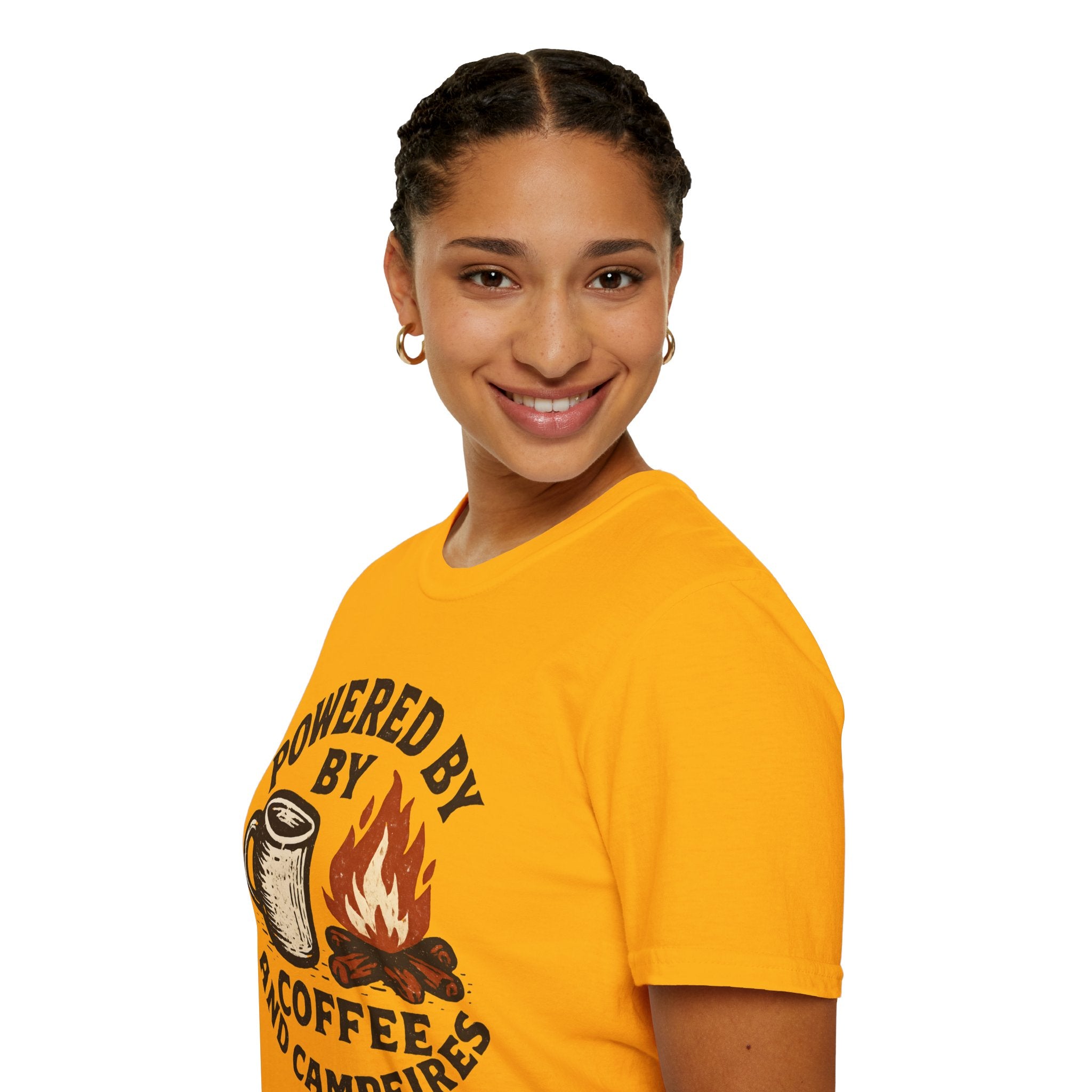 Powered By Coffee And Campfires Vintage Camping T-Shirt