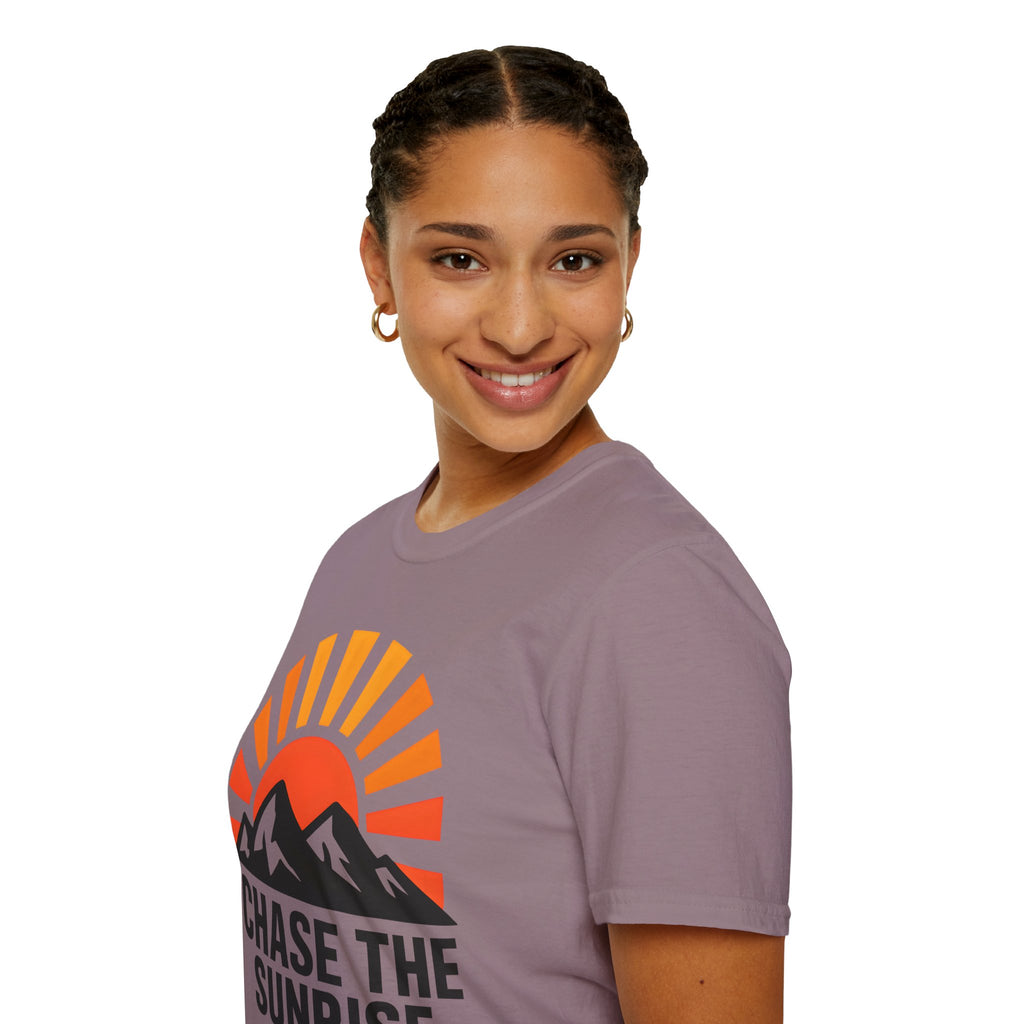 Chase The Sunrise Mountain T-Shirt — Sunrise & Peaks Graphic Tee