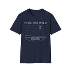 Into The Wild Canoe T-Shirt - Minimal Night Sky Lake Camping Tee