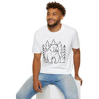 Bear & Pines T-Shirt — Minimal Line Drawing Woodland Tee
