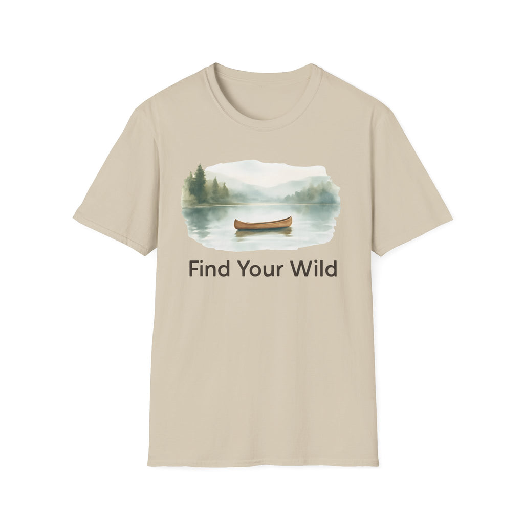 Find Your Wild Canoe T-Shirt — Lake Pine Trees Outdoor Adventure Tee