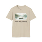 Find Your Wild Canoe T-Shirt — Lake Pine Trees Outdoor Adventure Tee