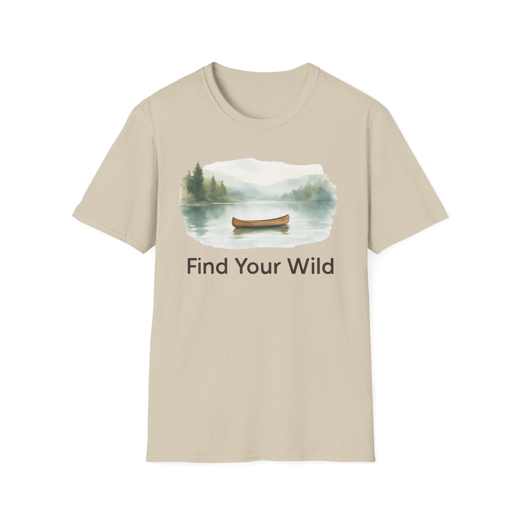 Find Your Wild Canoe T-Shirt — Lake Pine Trees Outdoor Adventure Tee