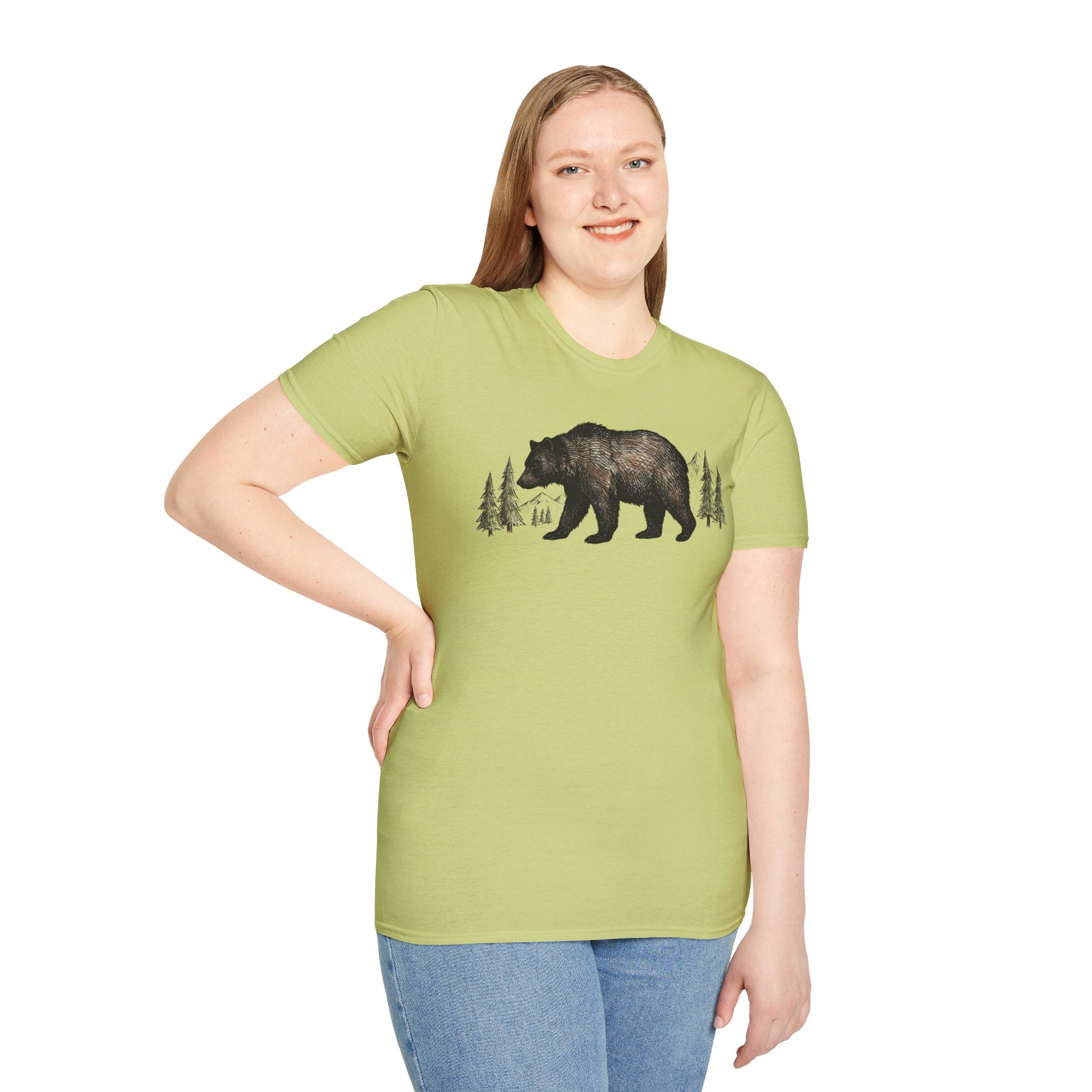 Bear & Forest T‑Shirt - Rustic Woodland Graphic Tee