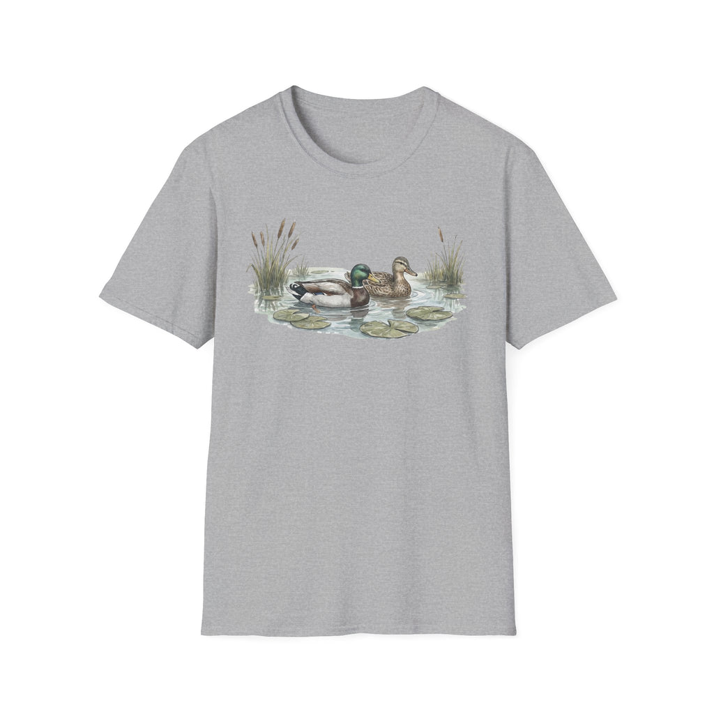 Duck Pair T-Shirt — Watercolor Mallard Ducks on Pond Nature Tee