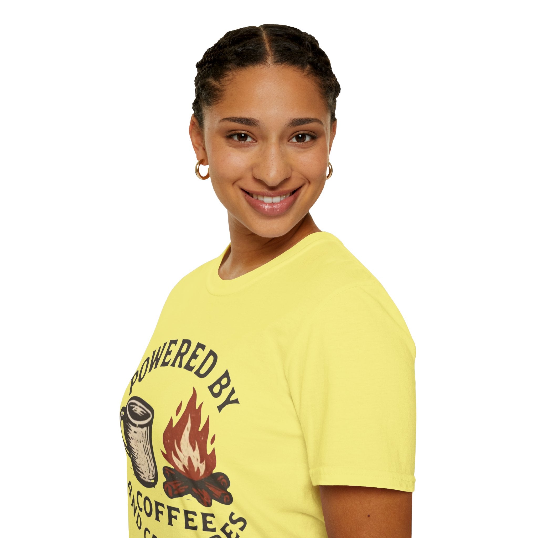 Powered By Coffee And Campfires Vintage Camping T-Shirt
